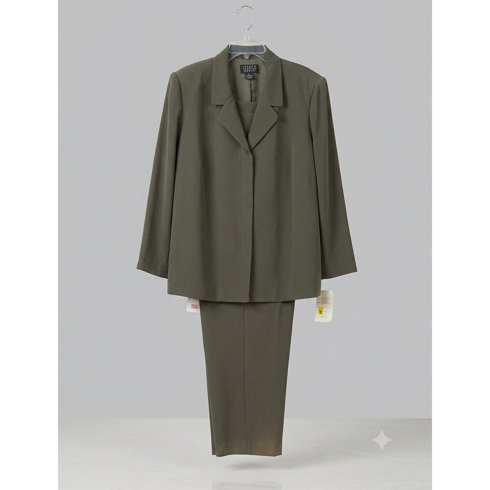 Olive Green Pant Suit Set Women 24W Blazer Pants Plus Size Career Suit Dillard’s
